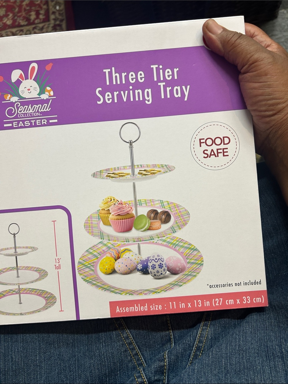 Three-Tier Serving Tray in Purple Plaid